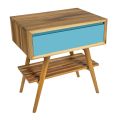Wolnostojąca szafka łazienkowa z naturalnego drewna tekowego z szufladą z niebieskiego mahoniu - Gatien