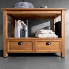 Wolnostojąca szafka łazienkowa z drewna tekowego z dwiema szufladami - Frangipani Viadurini