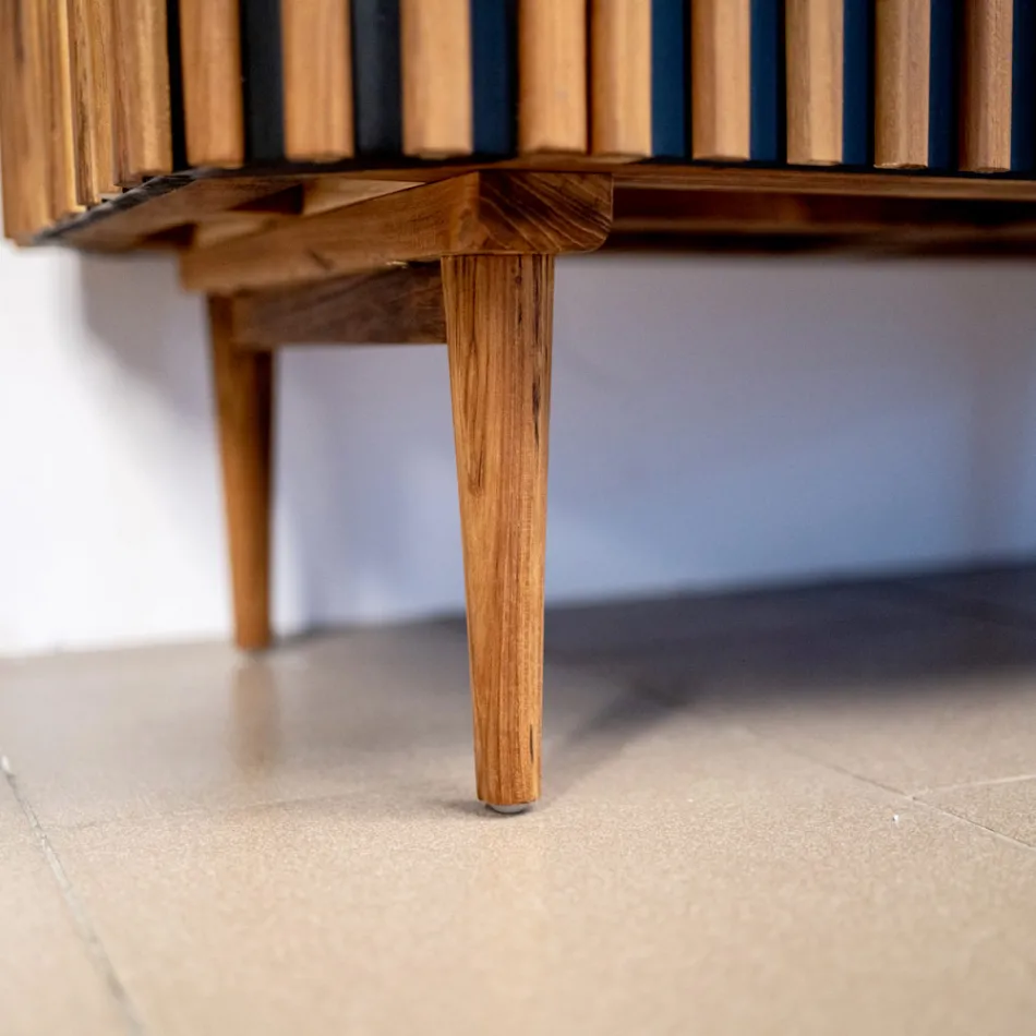 Ręcznie wykonana szafka łazienkowa z litego drewna tekowego i mahoniu - Heliconia Viadurini