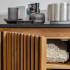 Ręcznie wykonana szafka łazienkowa z litego drewna tekowego i mahoniu - Heliconia Viadurini