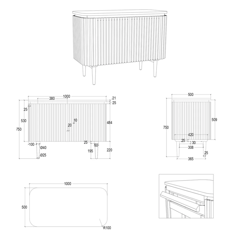 Ręcznie wykonana szafka łazienkowa z litego drewna tekowego i mahoniu - Heliconia Viadurini