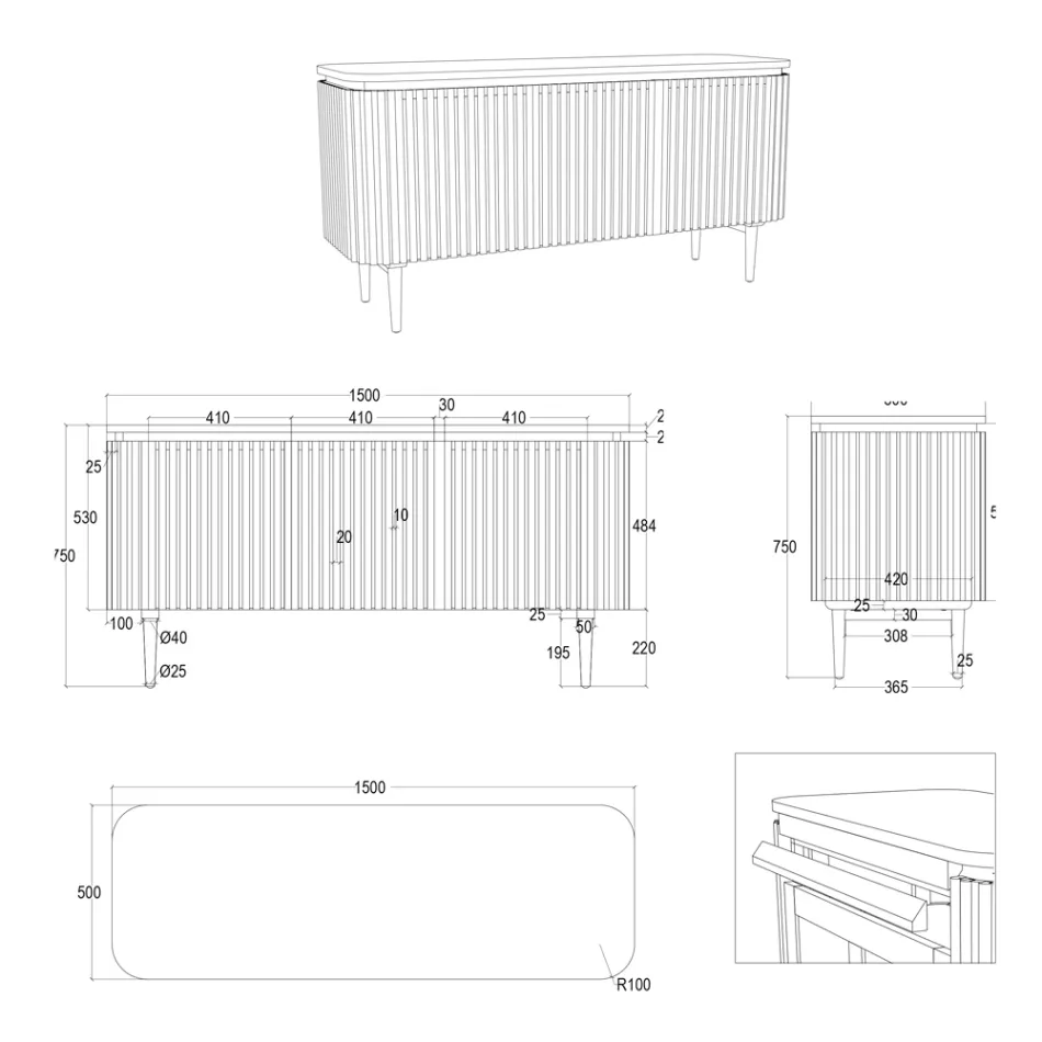 Ręcznie wykonana szafka łazienkowa z litego drewna tekowego i mahoniu - Heliconia Viadurini