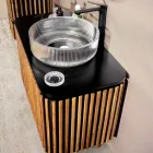 Ręcznie wykonana szafka łazienkowa z litego drewna tekowego i mahoniu - Heliconia Viadurini