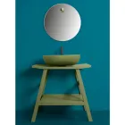 Nowoczesna szafka łazienkowa z zieloną półką i wieszakami na ręczniki - Crina Viadurini