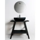 Nowoczesna szafka łazienkowa z drewna tekowego z blatem i wspornikiem w kolorze czarnym matowym - Crina Viadurini