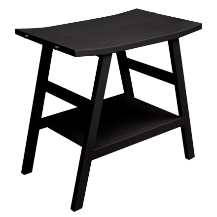 Nowoczesna szafka łazienkowa z drewna tekowego z blatem i wspornikiem w kolorze czarnym matowym - Crina Viadurini