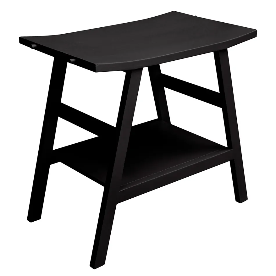 Nowoczesna szafka łazienkowa z drewna tekowego z blatem i wspornikiem w kolorze czarnym matowym - Crina Viadurini