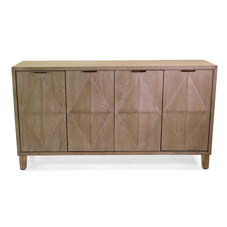 Szafka wewnętrzna z 4 drzwiami z okleiną MDF i nogami z jodły - Tempesta Viadurini