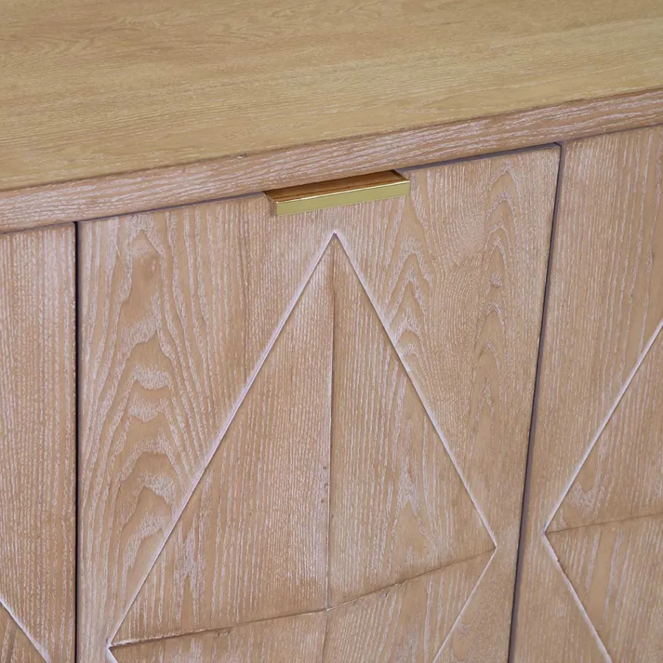 Szafka wewnętrzna z 4 drzwiami z okleiną MDF i nogami z jodły - Tempesta Viadurini