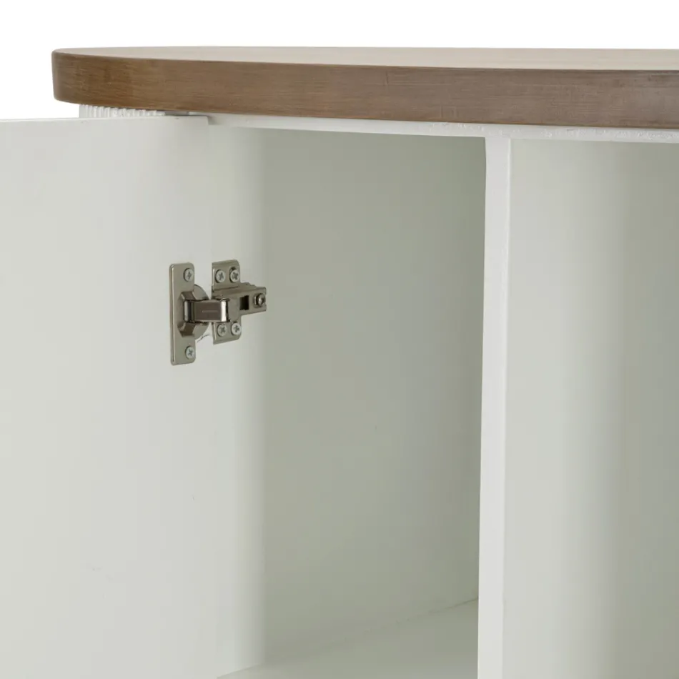 Drewniana szafka z górnym i zaokrąglonymi wkładkami, 2 drzwiami i 2 półkami - Rachel Viadurini