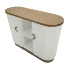 Drewniana szafka z górnym i zaokrąglonymi wkładkami, 2 drzwiami i 2 półkami - Rachel Viadurini