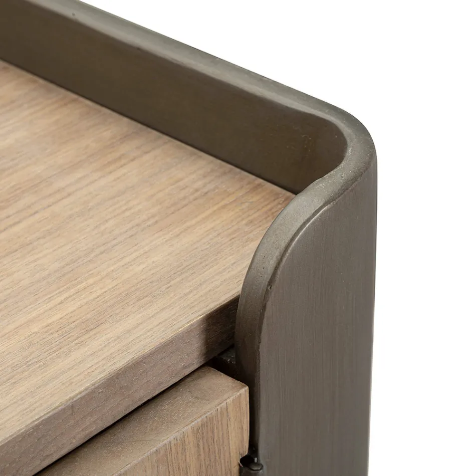 Szafka z drewna jodłowego i szarego żelaza z 3 szufladami i 2 drzwiami - Cooper Viadurini