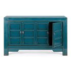 Komoda 4-drzwiowa na kółkach z niebieskiego drewna wiązu Vintage Design Homemotion - Konan Viadurini