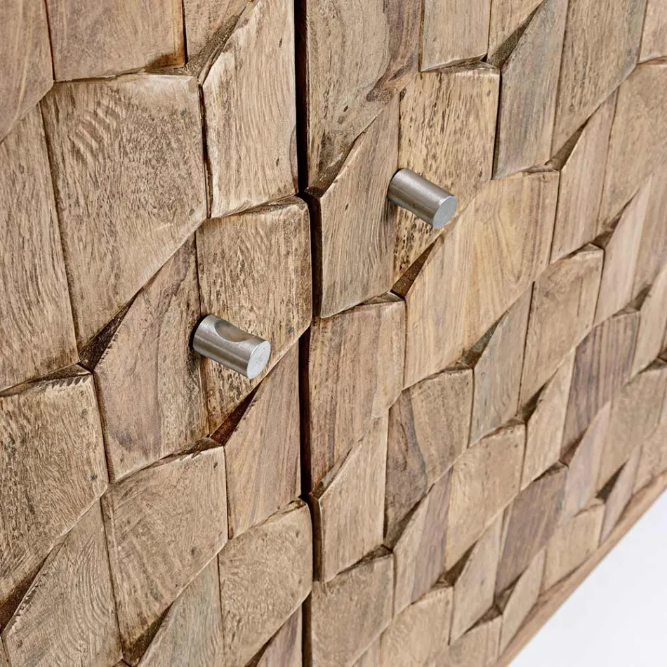 Kredens meblowy z drewna sheesham z 4 drzwiami Homemotion - Fregene Viadurini