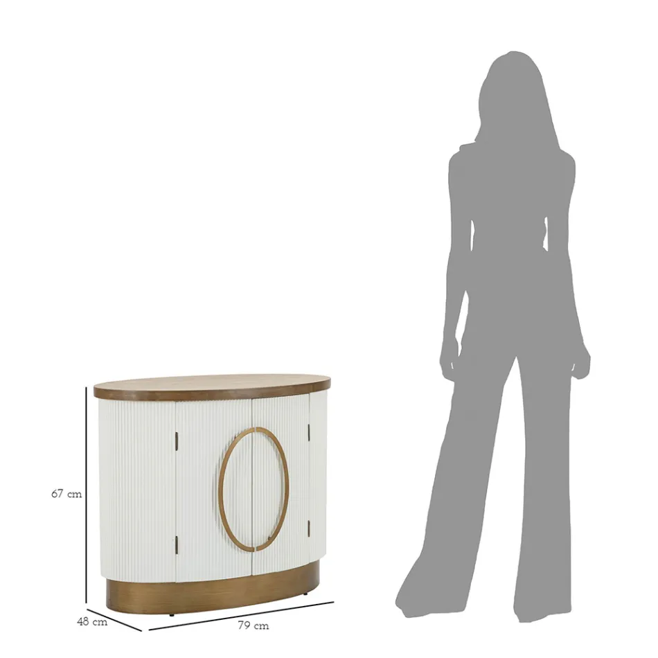 Owalna drewniana szafka z górnym i zaokrąglonymi wstawkami z 2 drzwiami - Rachel Viadurini