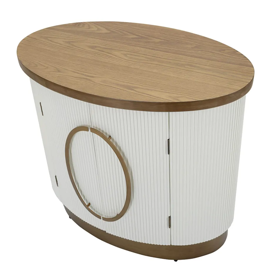 Owalna drewniana szafka z górnym i zaokrąglonymi wstawkami z 2 drzwiami - Rachel Viadurini