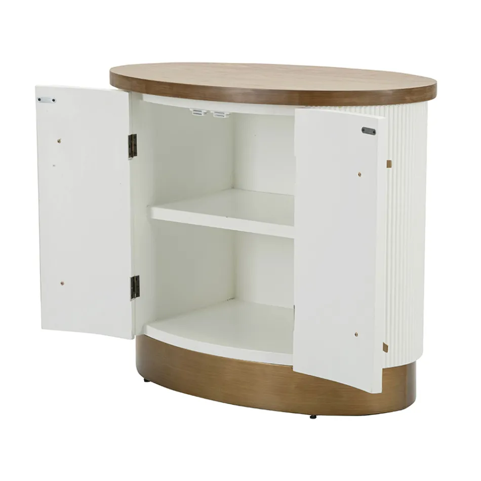 Owalna drewniana szafka z górnym i zaokrąglonymi wstawkami z 2 drzwiami - Rachel Viadurini