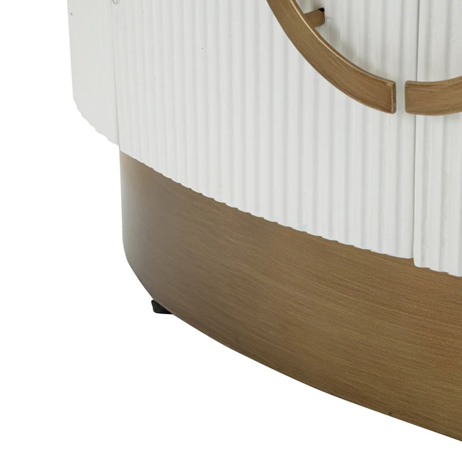 Owalna drewniana szafka z górnym i zaokrąglonymi wstawkami z 2 drzwiami - Rachel Viadurini