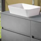 Szafka łazienkowa podwieszana z podwójną umywalką nablatową - mandrillo Viadurini