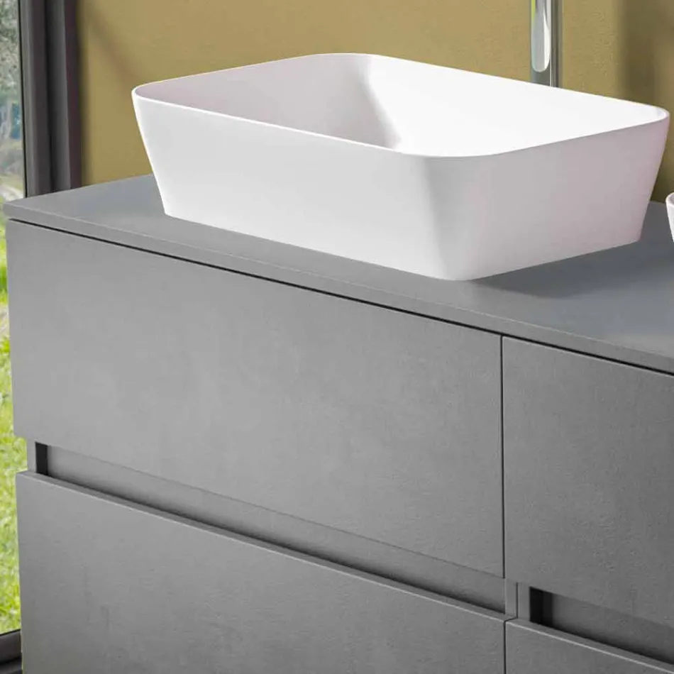 Szafka łazienkowa podwieszana z podwójną umywalką nablatową - mandrillo Viadurini