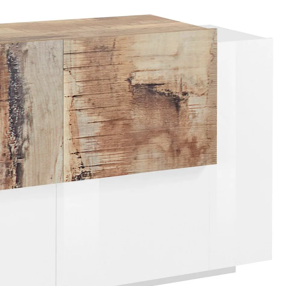 Meble do salonu 2 drzwi i 2 drzwi z drewna 2 wykończenia - Theresse Viadurini