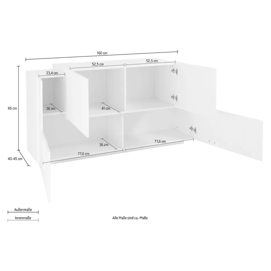Meble do salonu 2 drzwi i 2 drzwi z drewna 2 wykończenia - Theresse Viadurini