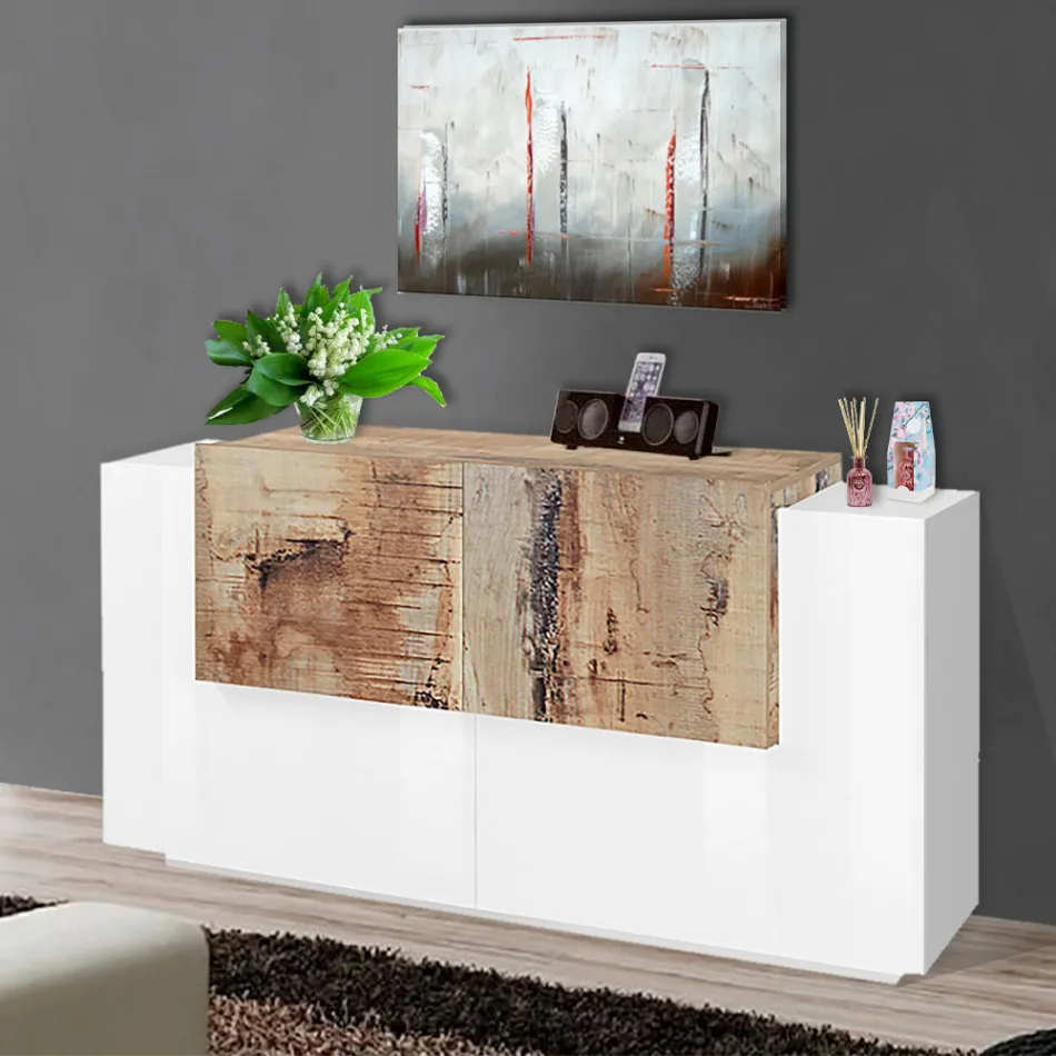 Meble do salonu 2 drzwi i 2 drzwi z drewna 2 wykończenia - Theresse Viadurini