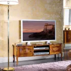 Klasyczna drewniana szafka pod telewizor z wkładkami Made in Italy - Katerine Viadurini