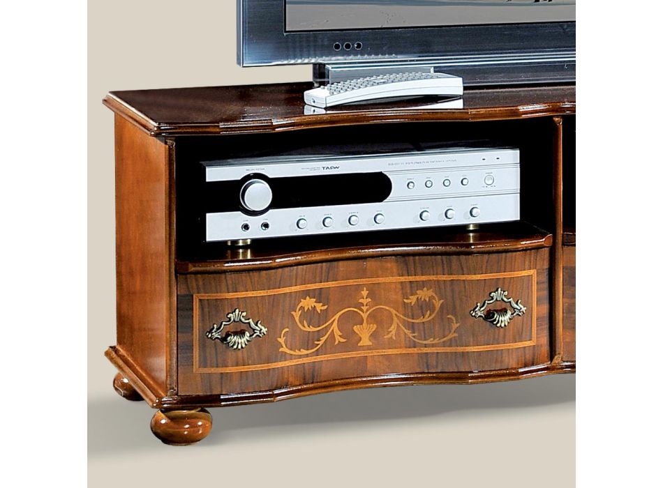 Klasyczna szafka pod telewizor z luksusowego drewna orzechowego Made in Italy - Prince Viadurini