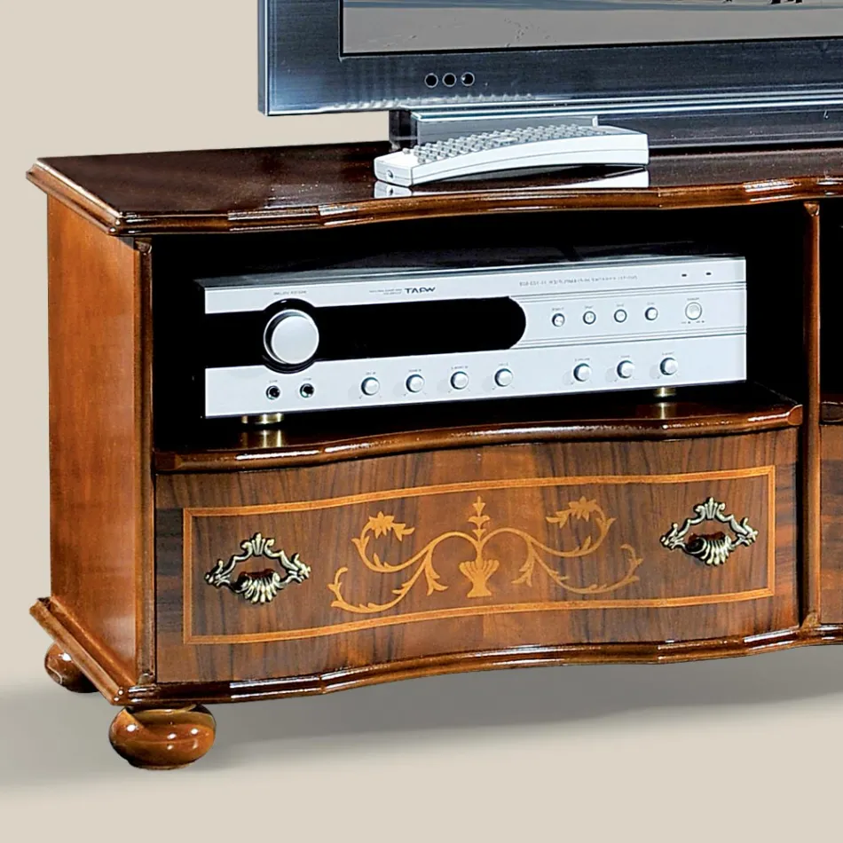 Klasyczna szafka pod telewizor z luksusowego drewna orzechowego Made in Italy - Prince Viadurini