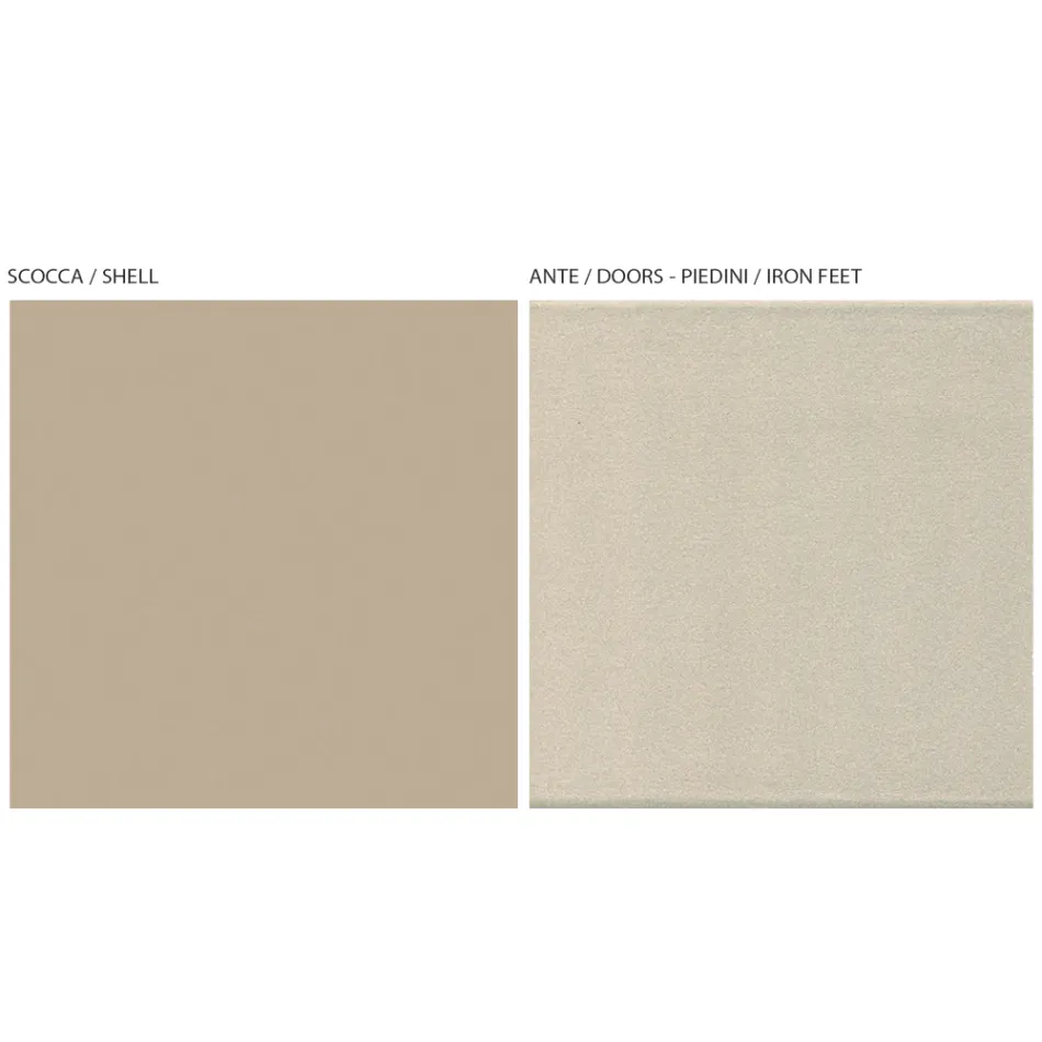 Szafka RTV z 2 drzwiami i 1 szufladą z wykończeniem niklowym i karbonowym - Inga Viadurini