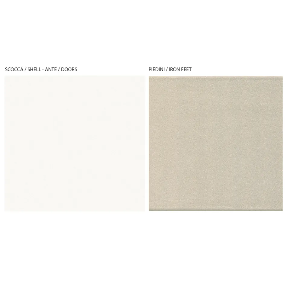 Szafka RTV z 2 drzwiami w kolorze Canaletto i białym wykończeniem Made in Italy - Kari Viadurini