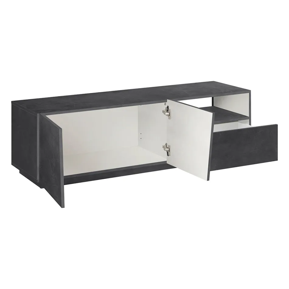 Szafka RTV z 2 drzwiami, szufladą i otwartą przegrodą Made in Italy - Popilio Viadurini