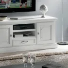 Szafka RTV z 2 otwartymi przegródkami i 2 białymi lakierowanymi drzwiami Made in Italy - Atai Viadurini