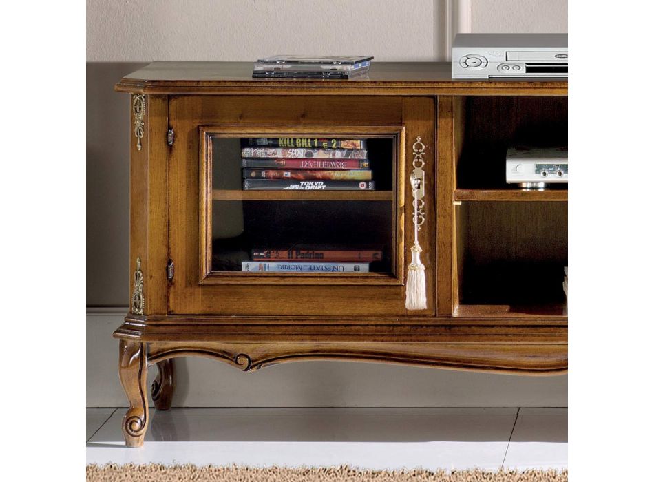 Szafka pod telewizor do salonu z drewna orzechowego Bassano Made in Italy - Richard Viadurini