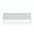 Drewniana szafka pod telewizor z 1 drzwiami i 2 szufladami - Tantalo Viadurini