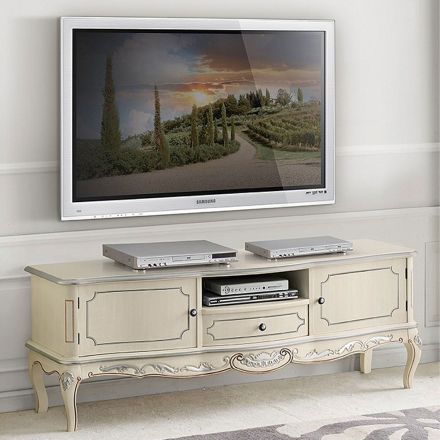 Drewniana szafka pod telewizor z nogami w klasycznym stylu Made in Italy - Chantilly Viadurini