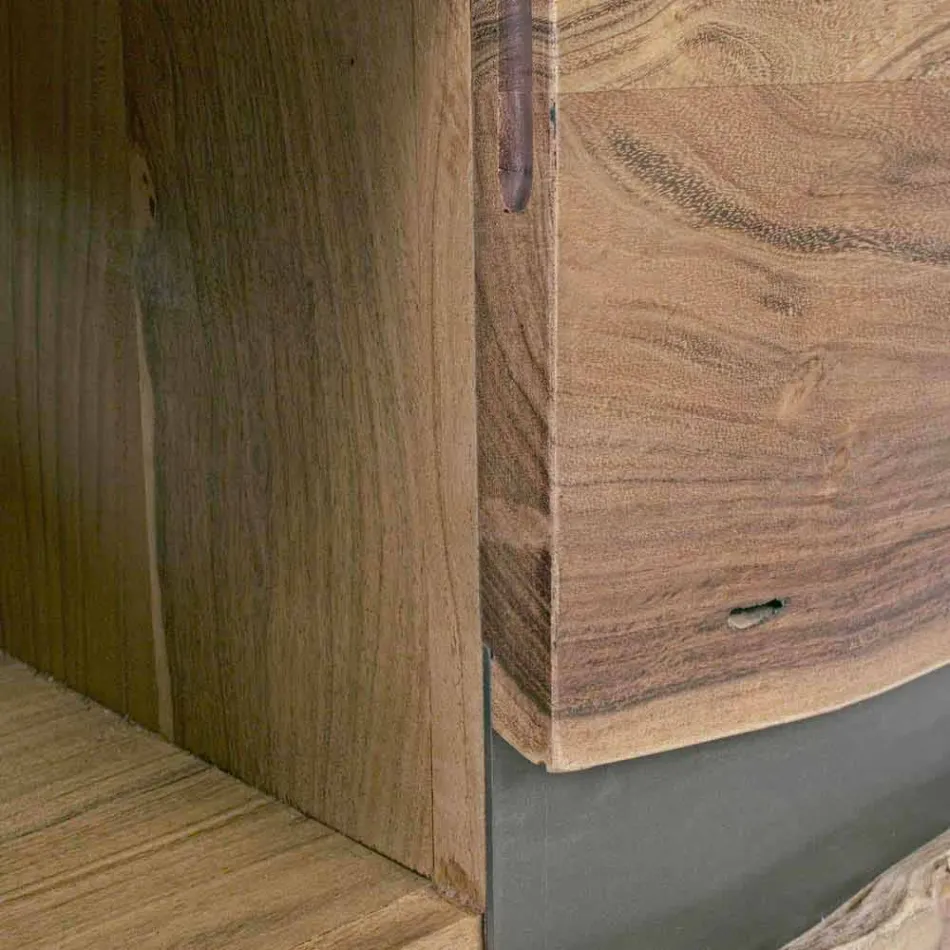 Stojak TV Homemotion z drewna mango z metalowymi wstawkami - Sonia Viadurini