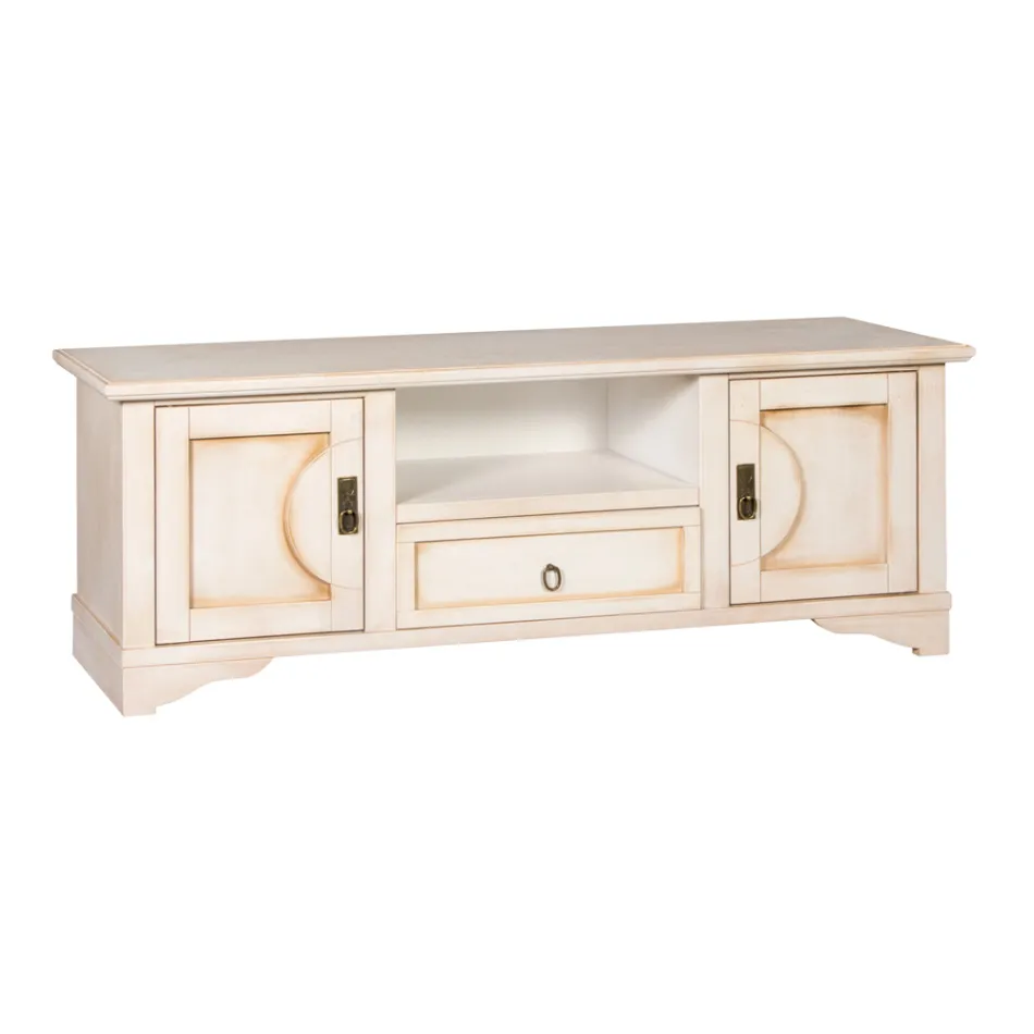 Stolik pod telewizor z fornirowanego drewna z różnymi wykończeniami Made in Italy - Purusha Viadurini