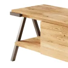 Szafka pod telewizor z sękanego drewna dębowego i metalu Made in Italy - Jennifer Viadurini