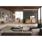 Szafka pod telewizor z sękanego drewna dębowego i metalu Made in Italy - Jennifer Viadurini