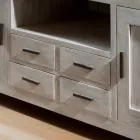 Stojak pod telewizor Kendo z litego drewna tekowego z 2 drzwiami i 4 szufladami Viadurini