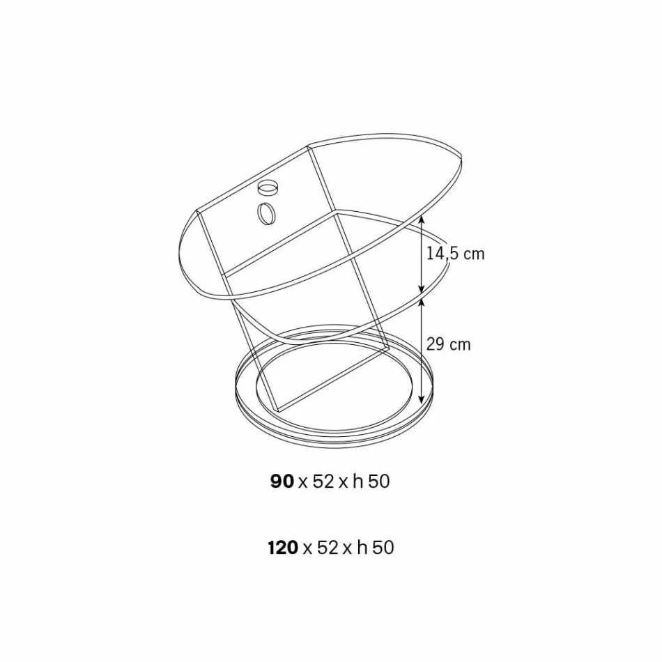 Szklana Szafka RTV z Obrotową Podstawą i Półką 2 Wymiary - Salemme Viadurini