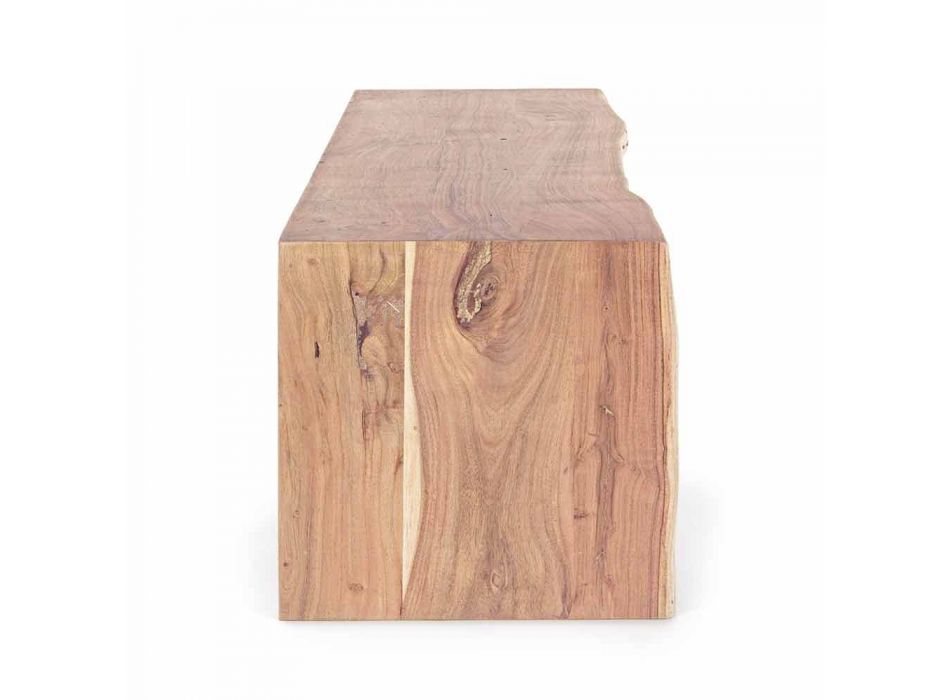 Nowoczesna szafka pod telewizor z drewna akacjowego z 3 szufladami Homemotion - Lauro Viadurini