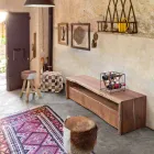 Nowoczesna szafka pod telewizor z drewna akacjowego z 3 szufladami Homemotion - Lauro Viadurini