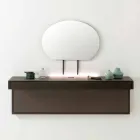 Stojak podwieszany pod telewizor z satynową kryształową blatem Made in Italy - Americio Viadurini