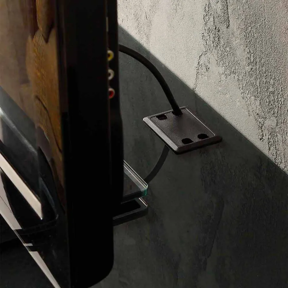 Stojak podwieszany pod telewizor z satynową kryształową blatem Made in Italy - Americio Viadurini