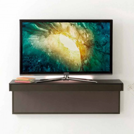 Stojak podwieszany pod telewizor z satynową kryształową blatem Made in Italy - Americio Viadurini