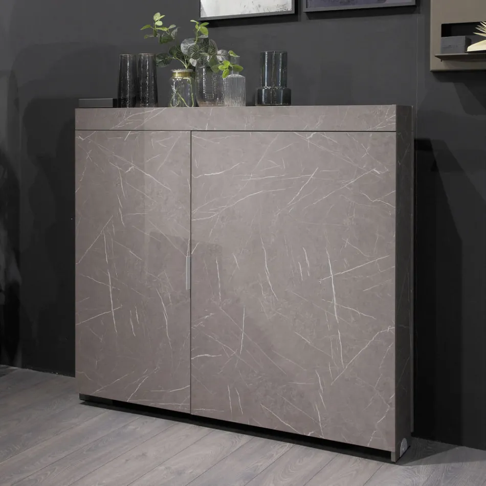 Wielofunkcyjna szafka obrotowa ze stojakiem pod telewizor i zintegrowanym stołem Made in Italy - Illusione Viadurini