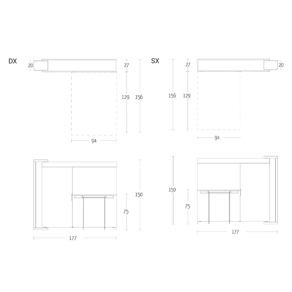 Wielofunkcyjna szafka obrotowa ze stojakiem pod telewizor i zintegrowanym stołem Made in Italy - Illusione Viadurini
